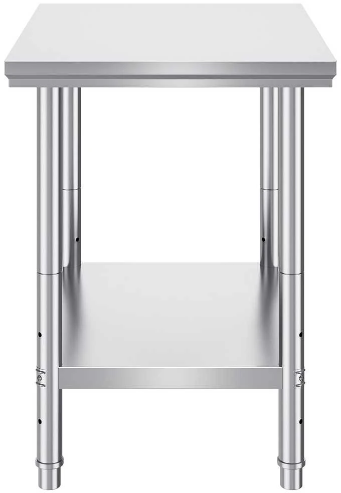 Nerūdijančio plieno darbo stalas, komercinis stalas, virtuvės stalas, restorano stalas, reguliuojamas aukštis, NSF sertifikuotas