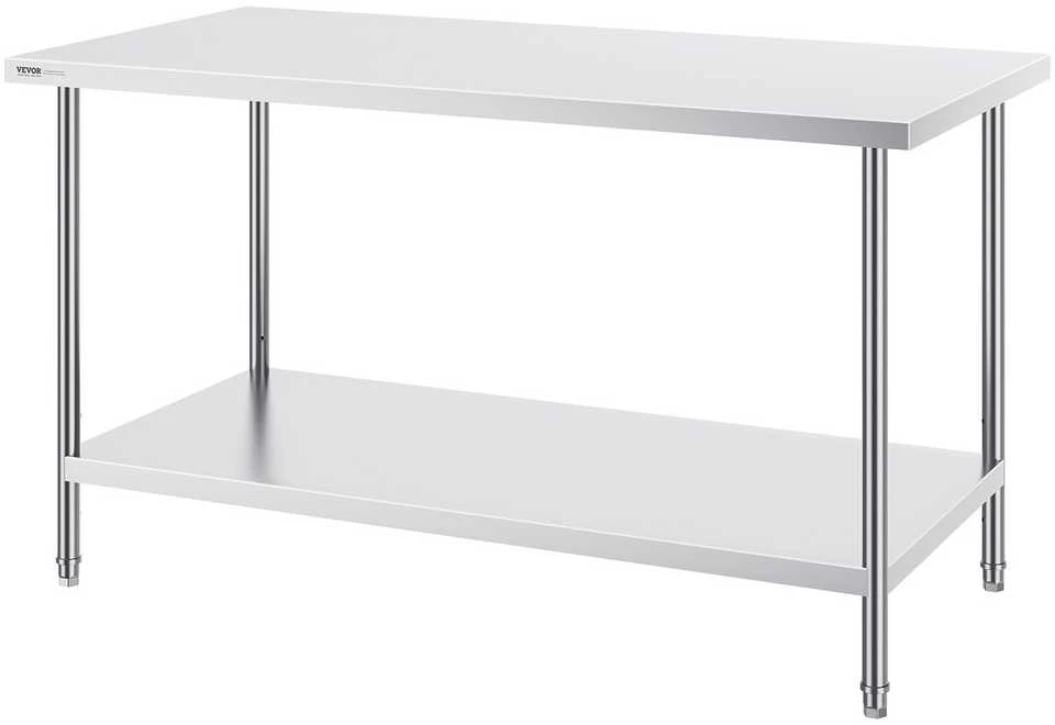 Nerūdijančio plieno darbo stalas maisto ruošimui 762x1524x864 mm, komercinis stalas, virtuvės darbastalis, maisto gamybos stalas, restorano stalas