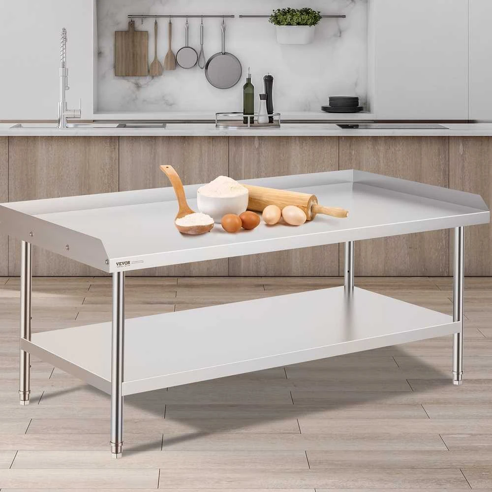 Nerūdijančio plieno darbo stalas maisto ruošimui 76.2 x 152.4 cm, komercinis restorano stalas, metalinis virtuvės stalas, nerūdijančio plieno stalviršis