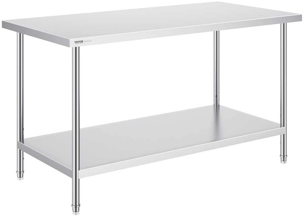 Nerūdijančio plieno darbo stalas maisto ruošimui 762x1524x864 mm, komercinis stalas, virtuvės darbastalis, maisto gamybos stalas, restorano stalas