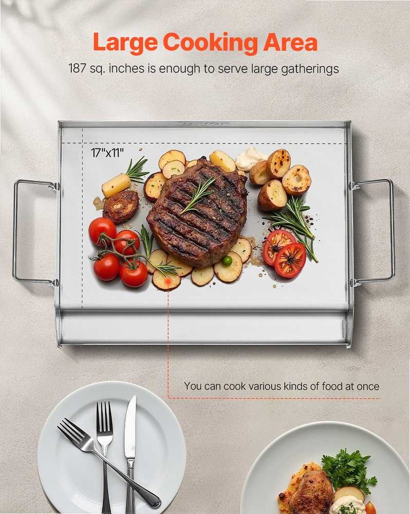 Nerūdijančio plieno kepimo plokštė, universali plokščia keptuvė kepsninėms ir Teppanyaki, nešiojamas kepimo indas su rankena, dujinės kepsninės priedas kempingui, lauko kepsnių padėklas