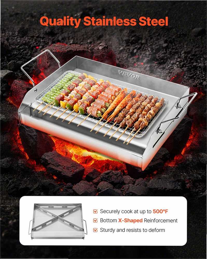 Nerūdijančio plieno kepimo plokštė, universali plokščia keptuvė kepsninėms ir Teppanyaki, nešiojamas kepimo indas su rankena, dujinės kepsninės priedas kempingui, lauko kepsnių padėklas