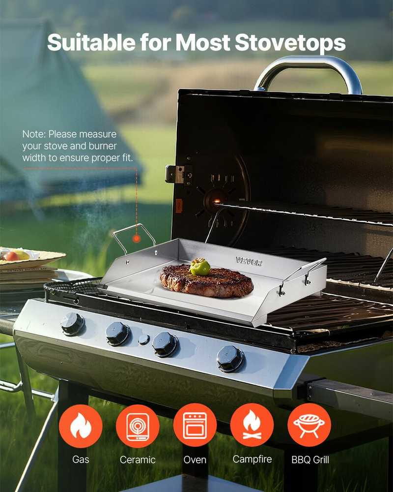 Nerūdijančio Plieno Keptuvė, Universali Plokščia Viršutinė Plokštė Dujinei Kepsninei, Šašlykinei, Teppanyaki, Nešiojamiems Indams, Stovyklavimo Keptuvei, Lauko Maisto Gaminimui
