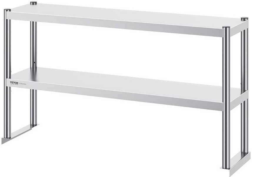 Nerūdijančio plieno lentyna, 2 aukštų paruošimo stalas, 1220 x 480 mm, komercinės virtuvės stelažas, nerūdijančio plieno darbo stalas, virtuvės įranga, restorano stalas