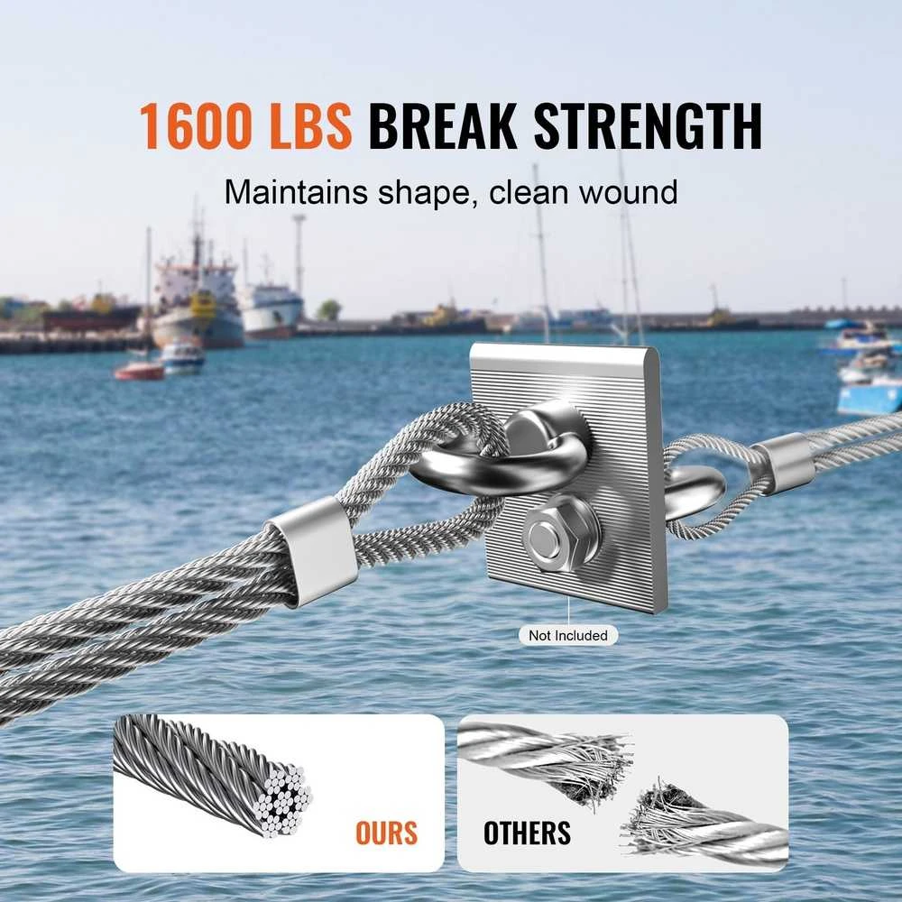 VEVOR Nerūdijančio plieno trosas 1/8" 1000 pėdų