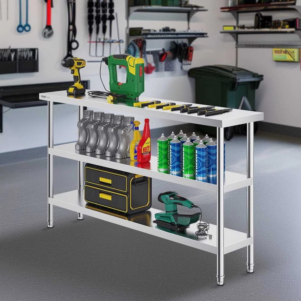 Nerūdijančio plieno maisto ruošimo stalas 356x1524x864mm, komercinis, virtuvės, metalinis, 14x60 colių, darbastalis, gamybos stalas