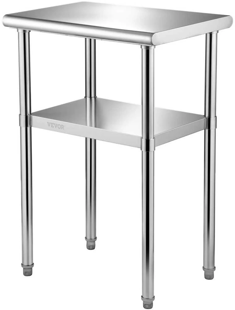 Nerūdijančio plieno paruošimo stalas 61 x 45.7 x 91.4 cm, didelio atsparumo, su reguliuojama apatine lentyna
