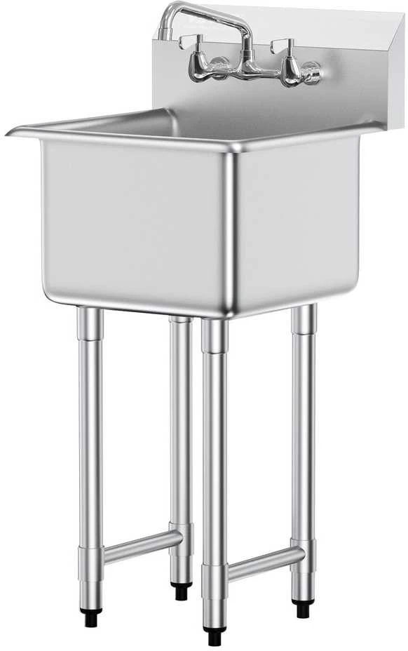 Nerūdijančio plieno plautuvė, 1 skyrius, 45.7x38.1x104.1cm, laisvai pastatoma, komercinė, virtuvės, restorano, garažo, skalbyklos, NSF sertifikuota