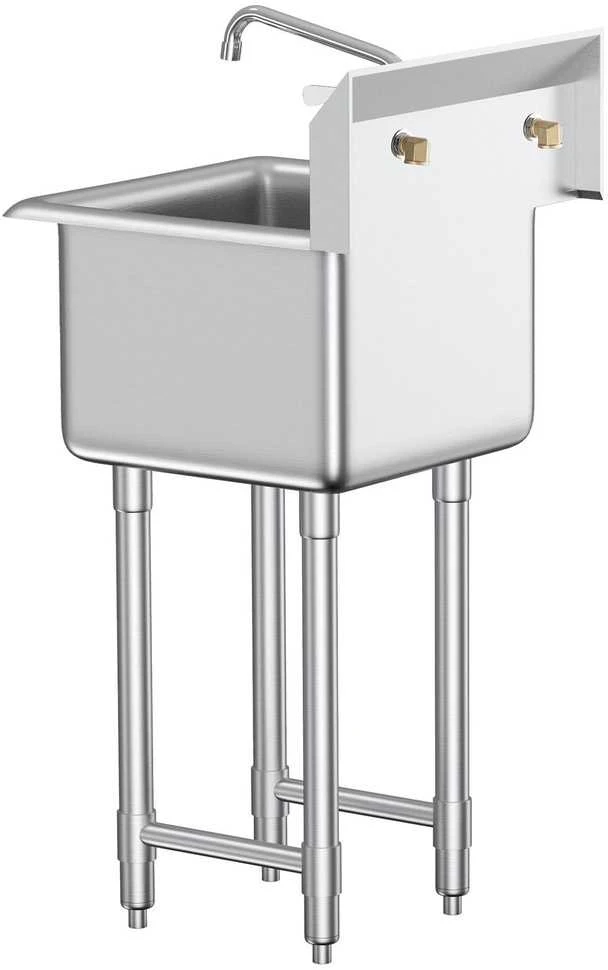 Nerūdijančio plieno plautuvė, 1 skyrius, 45.7x38.1x104.1cm, laisvai pastatoma, komercinė, virtuvės, restorano, garažo, skalbyklos, NSF sertifikuota