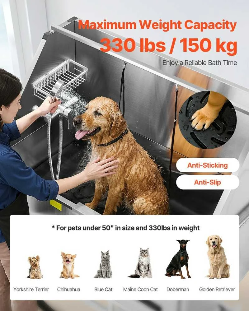 VEVOR 127 cm elektrinė šunų maudymo vonelė su filtru