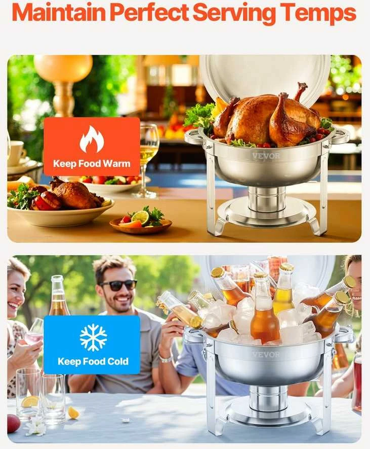 Nerūdijančio plieno trintuvės rinkinys, 5 litrų bufeto serveris, apvalus maisto šildytuvas vakarėliams, maitinimui, banketų serveris
