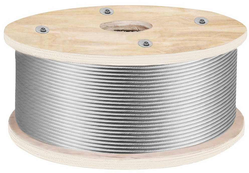 Nerūdijančio plieno trosas 4.8mm, 152m ilgio, turėklams, skalbinių virvėms, lynas