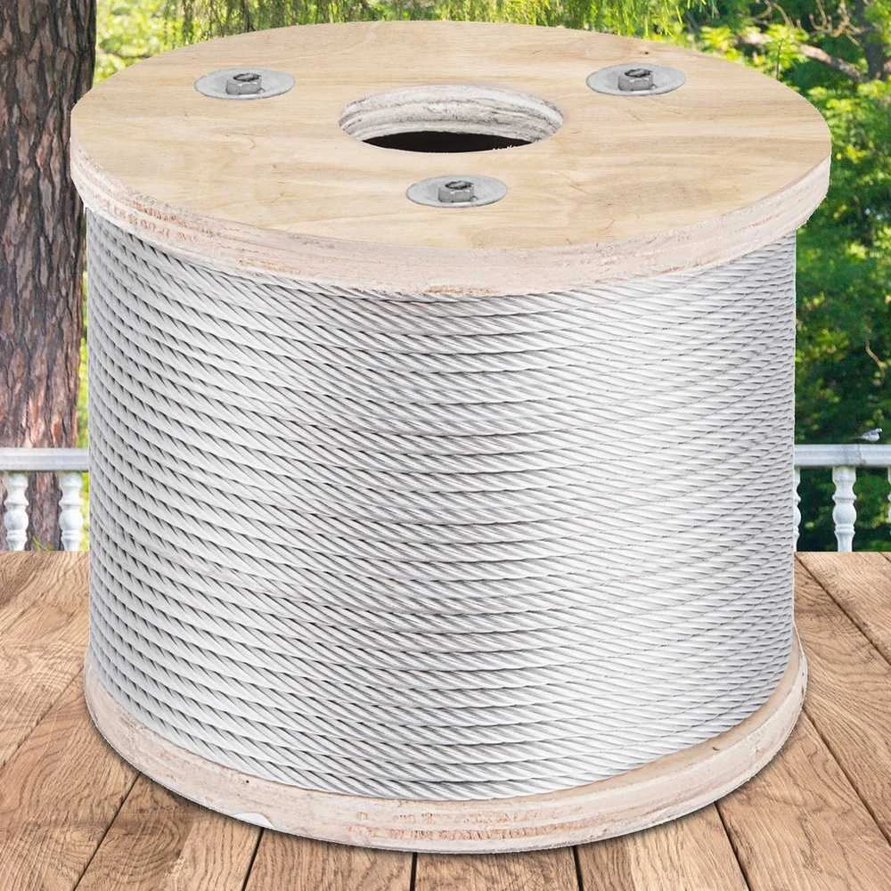 Nerūdijančio plieno trosas turėklams 4.8 mm, 7x19, 76 m, deniui, balkonui, laiptams
