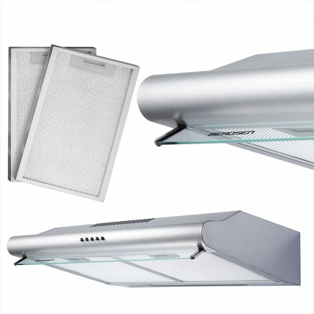 Berdsen Nerūdijančio plieno virtuvės gartraukis, montuojamas po spintele, Inox apdaila, 50 cm virtuvės ištraukimo ventiliatorius, moderni virtuvės ventiliacija