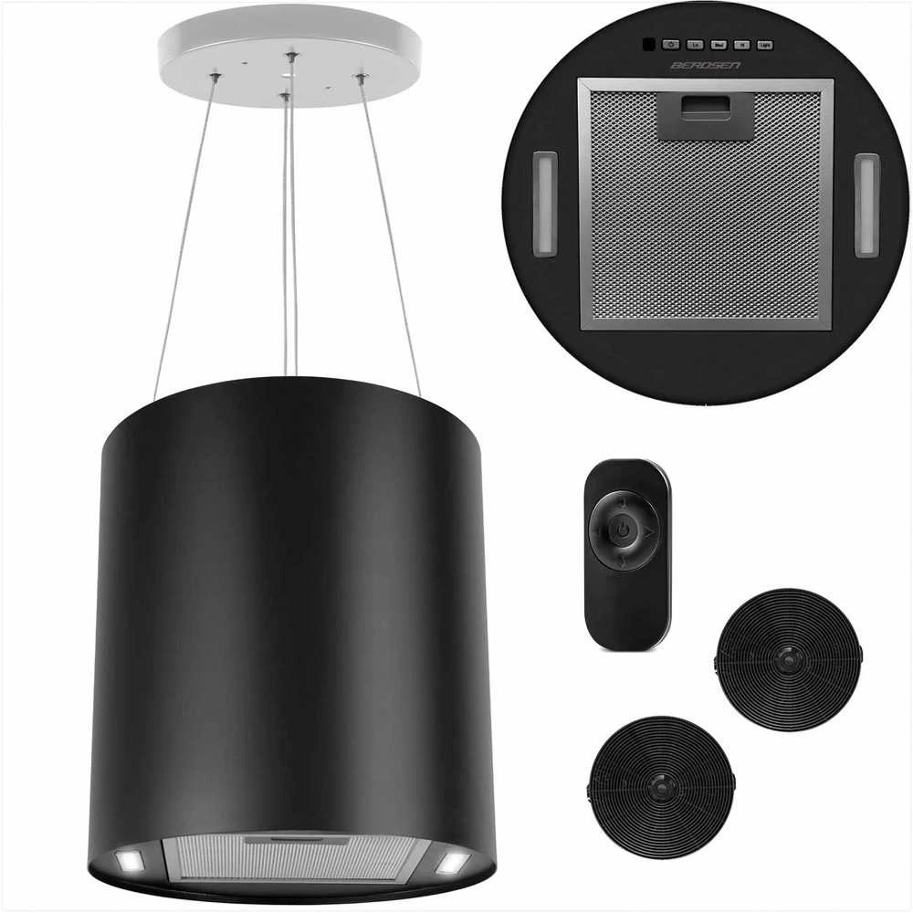 Pakabinamas šviestuvas Berdsen Nerūdijančio plieno virtuvės gartraukis, 35cm skersmuo, galingas ištraukimo ventiliatorius, nuotolinis valdymas, LED apšvietimas