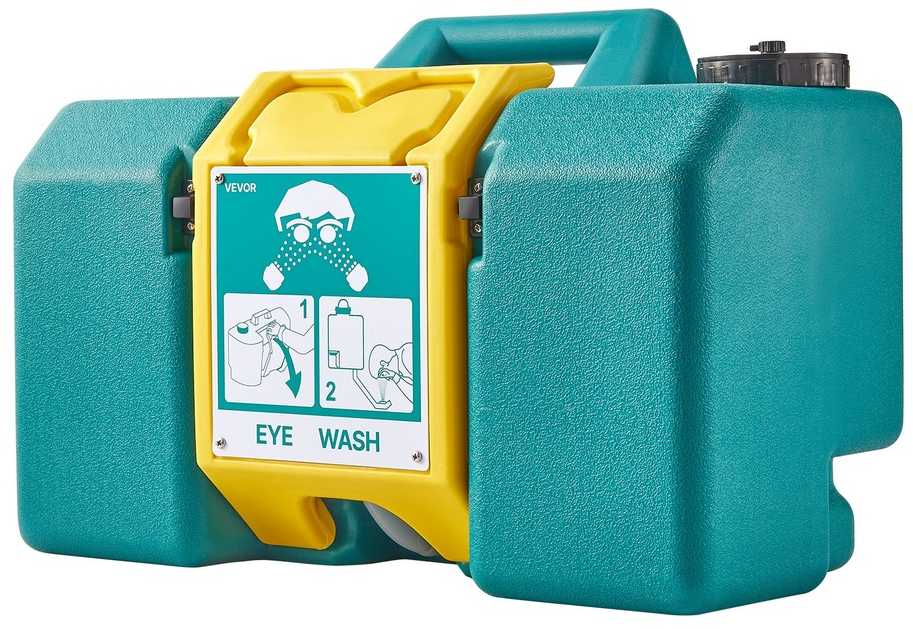 Nešiojama akių plovimo stotelė, 30.28 l, ANSI Z358.1-2014, avarinė akių plovimo stotelė statyboms, laboratorijoms, gamykloms, mokykloms, dvigubo
