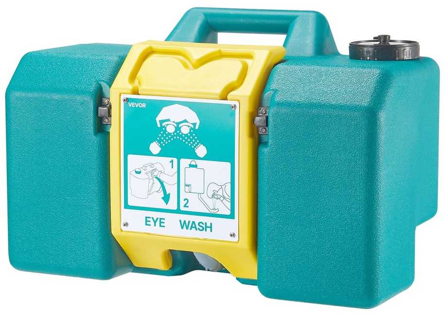 Nešiojama akių plovimo stotelė, 30.28 l, ANSI Z358.1-2014, avarinė akių plovimo stotelė statyboms, laboratorijoms, gamykloms, mokykloms, dvigubo
