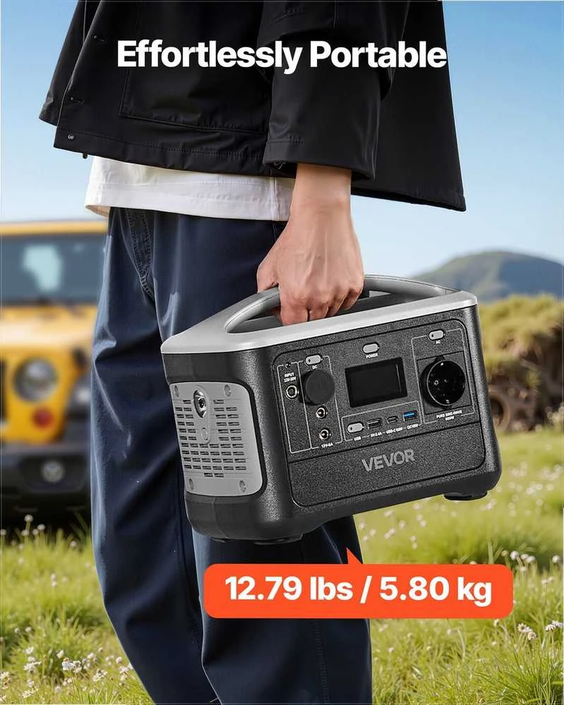 VEVOR Nešiojama 600W elektros stotis su LiFePO4 akumuliatoriumi