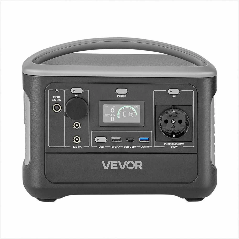 VEVOR Nešiojama 600W elektros stotis su LiFePO4 akumuliatoriumi