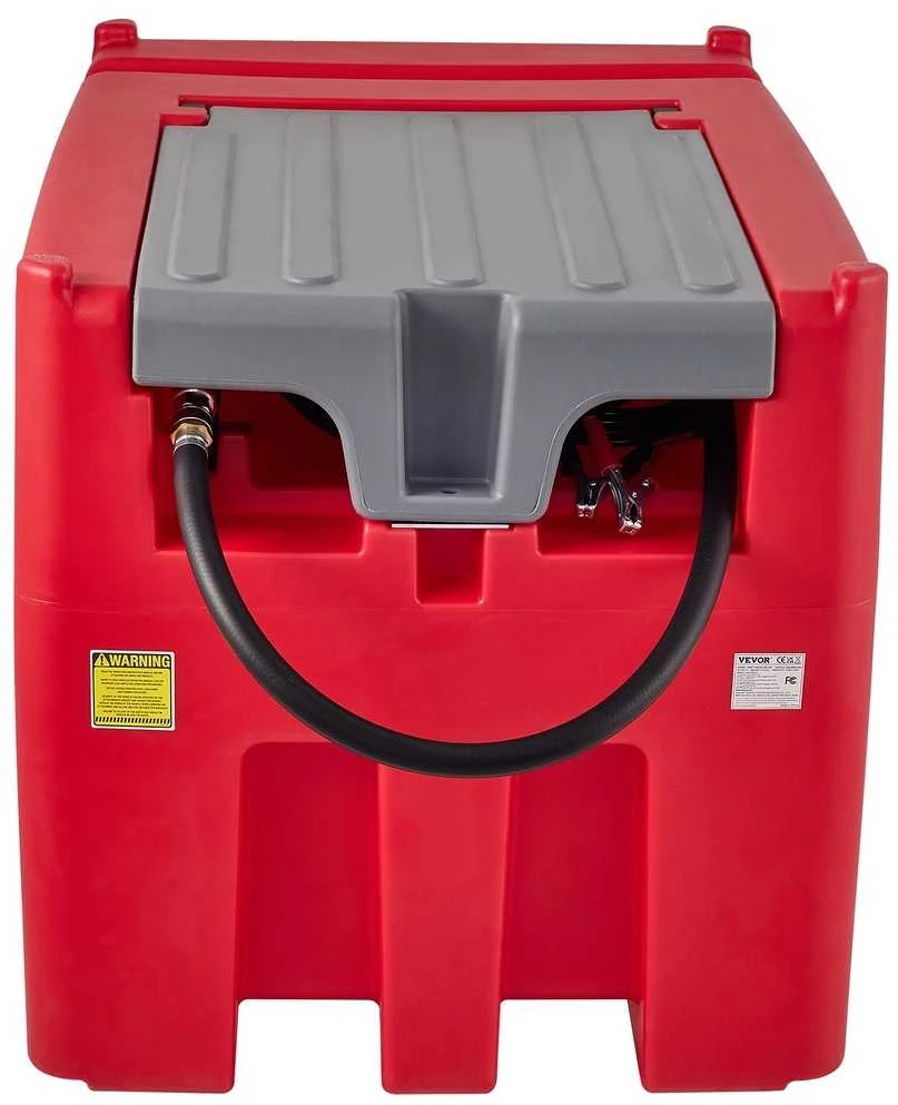 Nešiojamas dyzelino bakas, 439.1 l, 37.85 l/min, 12 V siurblys, 4 m žarna, raudonas, dyzelinio kuro talpa, transportavimo bakas