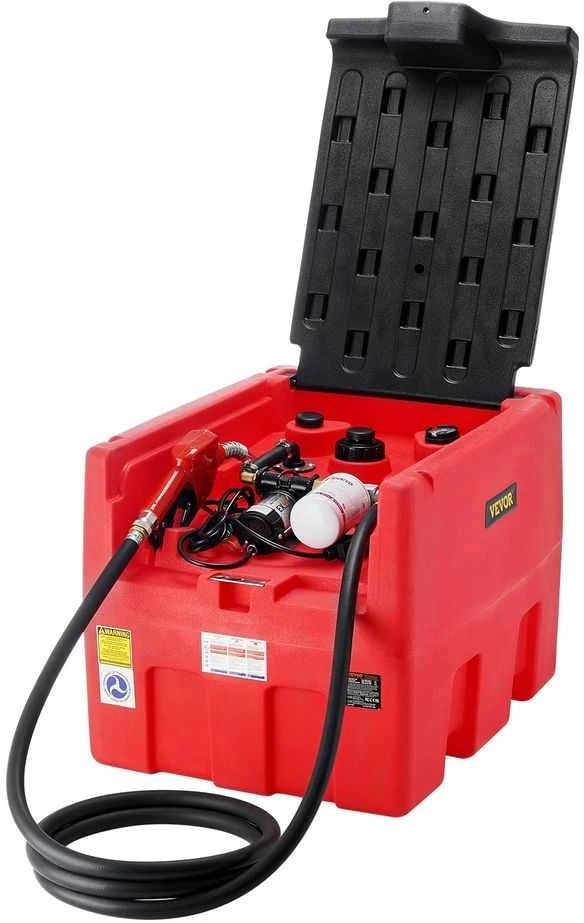 Nešiojamas dyzelino ir benzino bakas, 181.7L kuro perdavimo bakas su 12V pompa, dvigubas kuro bakas sunkvežimiams, traktoriams, RV, ūkio technikai