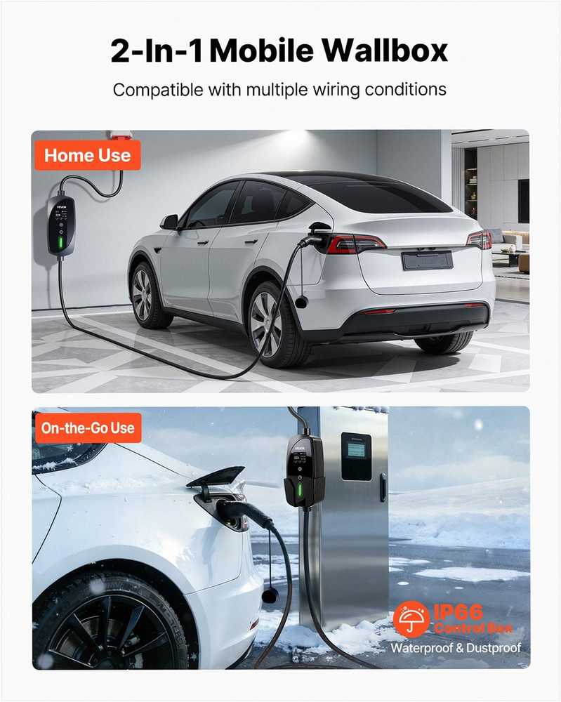 VEVOR Mobilus sieninis įkroviklis 22 kW 32A, 7 m