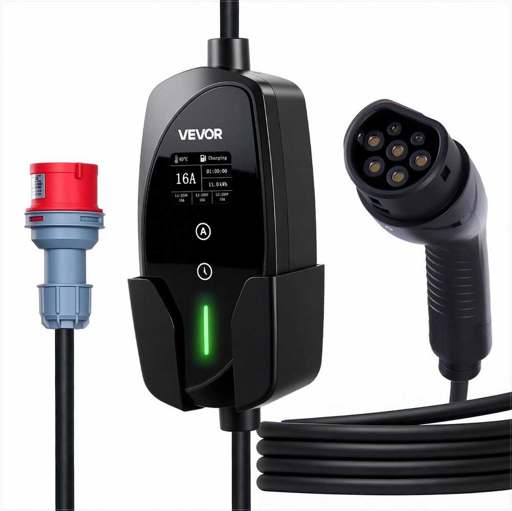 VEVOR Nešiojamas 11 kW EV įkroviklis su 8 m kabeliu