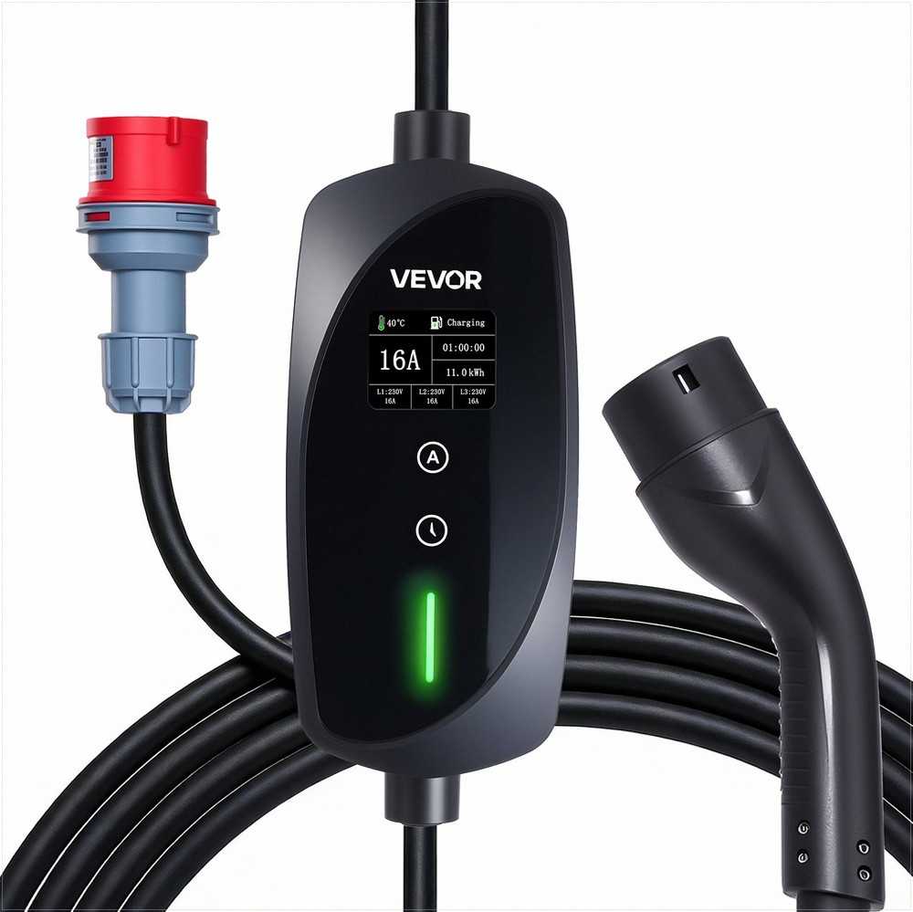VEVOR Nešiojamas 11 kW EV įkroviklis su 8 m kabeliu