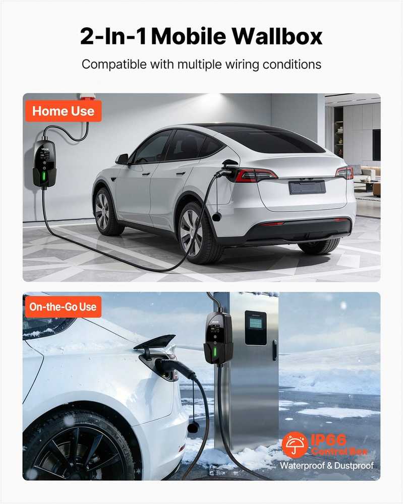 VEVOR Nešiojamas 11 kW EV įkroviklis su 8 m kabeliu