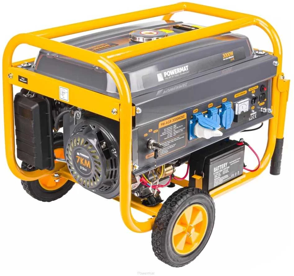 Nešiojamas generatorius 3000W, 230V AC ir 12V DC, elektrinis paleidimas, AVR įtampos stabilizatorius, namams, sodui, statyboms