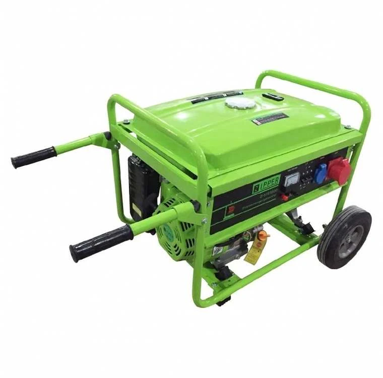 Nešiojamas generatorius, varomas benzinu, 5500W, su ratukais, sodui, stovyklavimui, statyboms, 230V/400V generatorius, 12V DC išėjimas