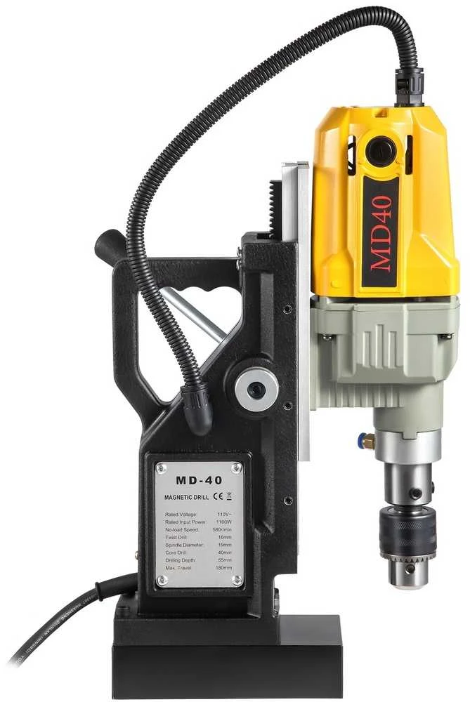 Nešiojamas magnetinis gręžtuvas, 40mm gręžimo talpa, didelio našumo elektrinis magnetinis gręžtuvas plienui, metalo apdirbimui, statybai, 1100W, 580 RPM