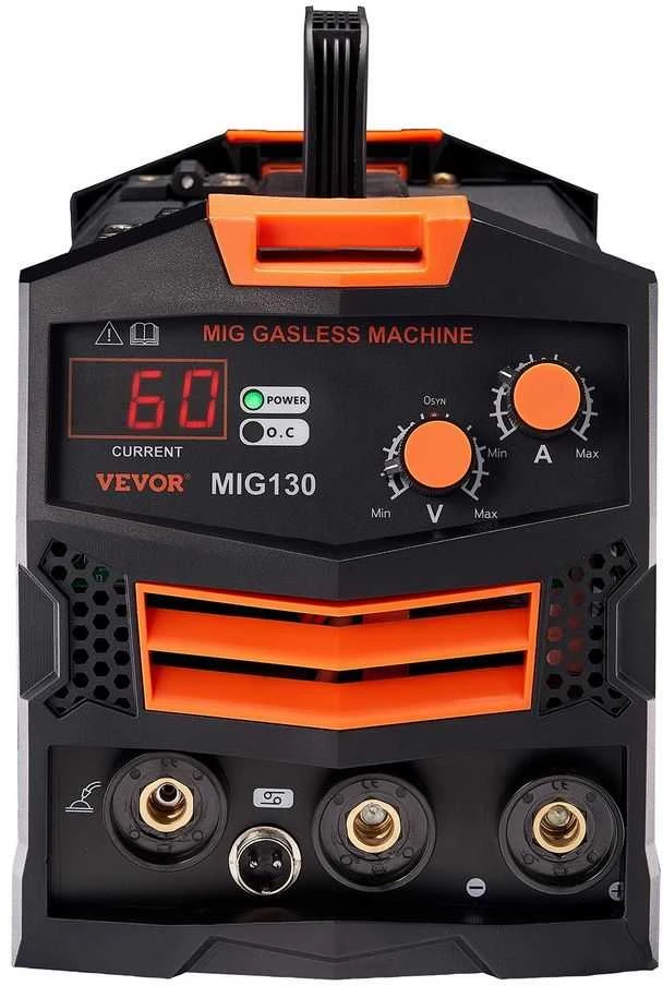 Nešiojamas MIG suvirinimo aparatas, 130A sinerginis MIG suvirintojas be dujų su fliuso šerdimi, IGBT technologija, metalo suvirinimo įranga