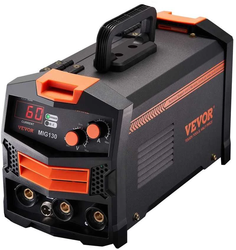 Nešiojamas MIG suvirinimo aparatas, 130A sinerginis MIG suvirintojas be dujų su fliuso šerdimi, IGBT technologija, metalo suvirinimo įranga