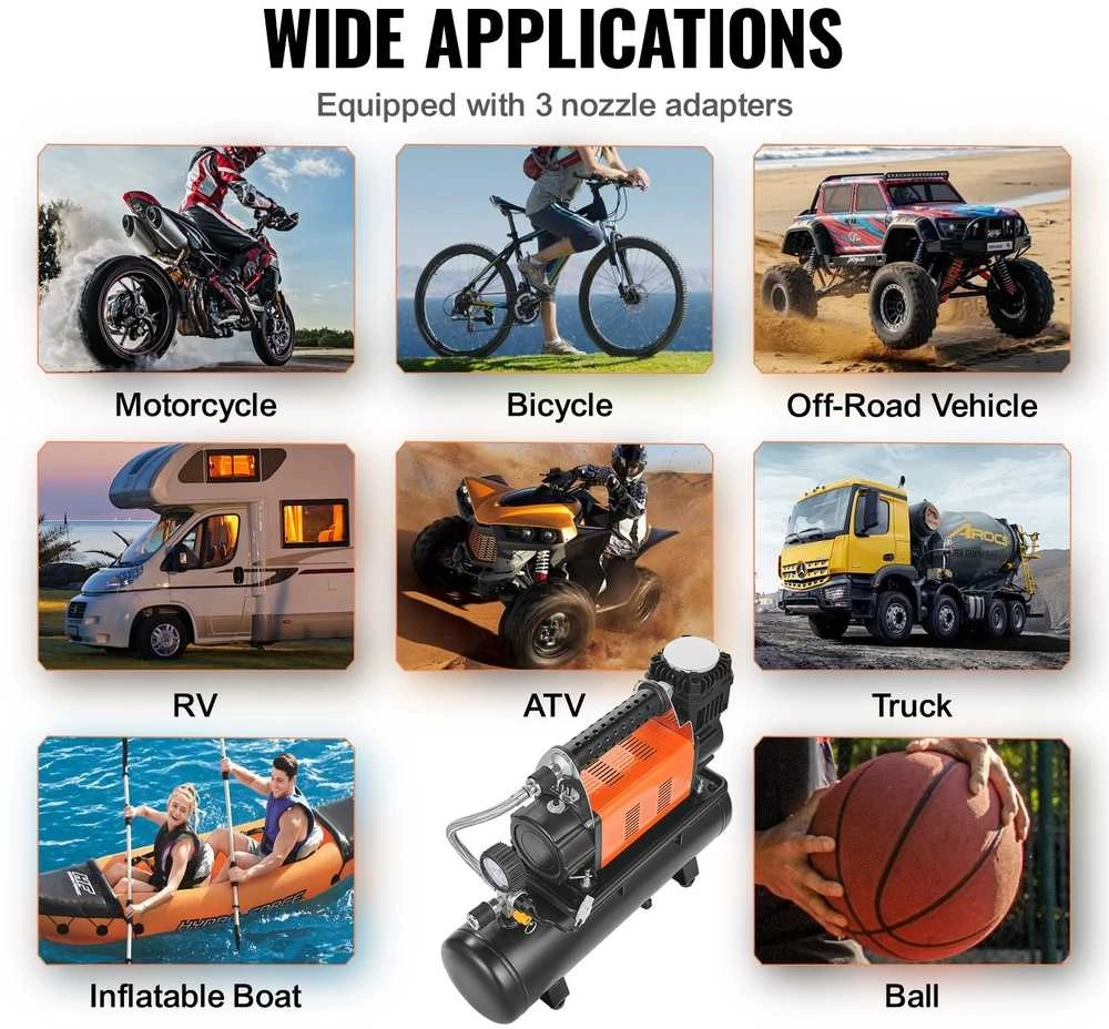 Nešiojamas oro kompresorius, 6L, 6.35CFM, padangų pripūtimo pompa, 150PSI, automobiliams, skaitmeninis, oro pompa, kompresorius