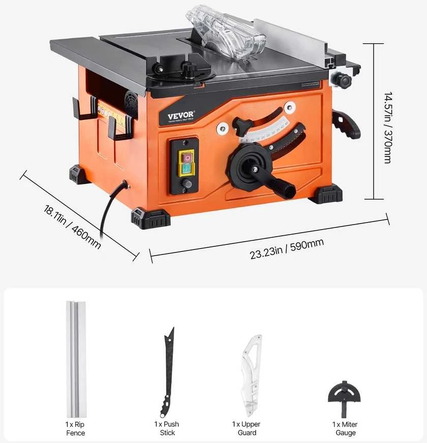 Nešiojamas stalo pjūklas 1200 W, 210 mm diskas, 225 mm pjovimo gylis, medienos apdirbimo, baldų gamybos pjūklas, rankinis diskinis pjūklas