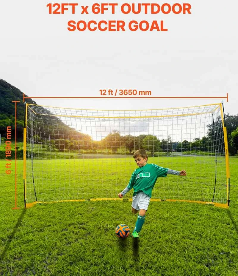 Nešiojami futbolo vartai 3.66 x 1.83 m, bemazgis tinklas, treniruotėms, vaikams, futbolo tinklas kieme