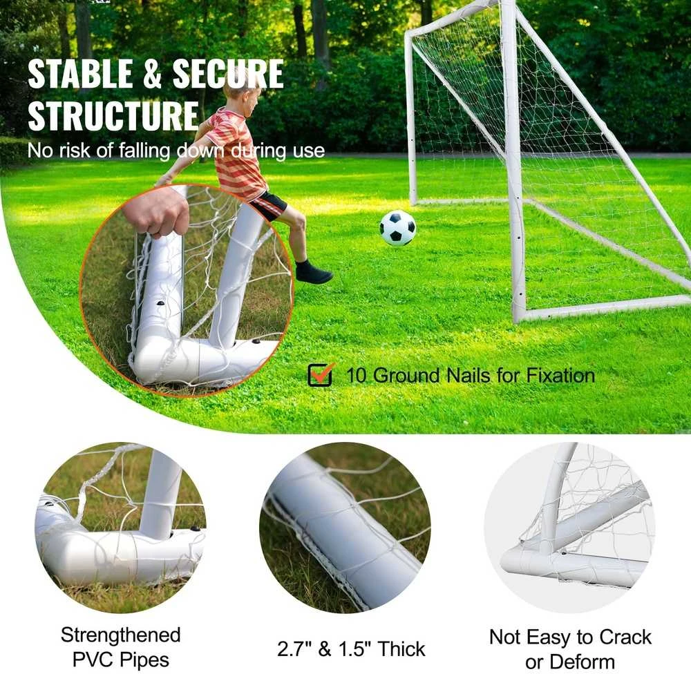 Nešiojami futbolo vartai, 3.66x1.83 m futbolo tinklas suaugusiems ir vaikams, dideli treniruočių futbolo vartai, jaunimo treniruočių futbolo vartų komplektas