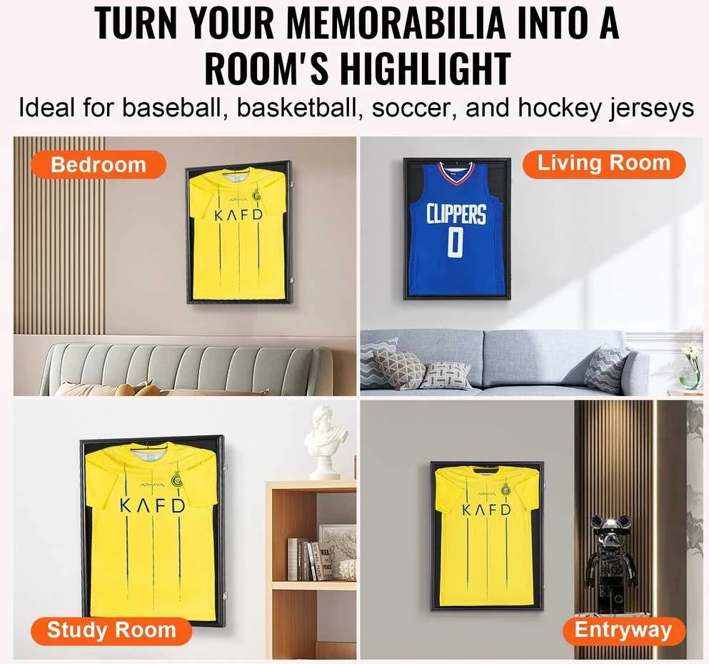 Nuotraukų rėmelis VEVOR Jersey rėmelis su užraktu ir UV apsauga