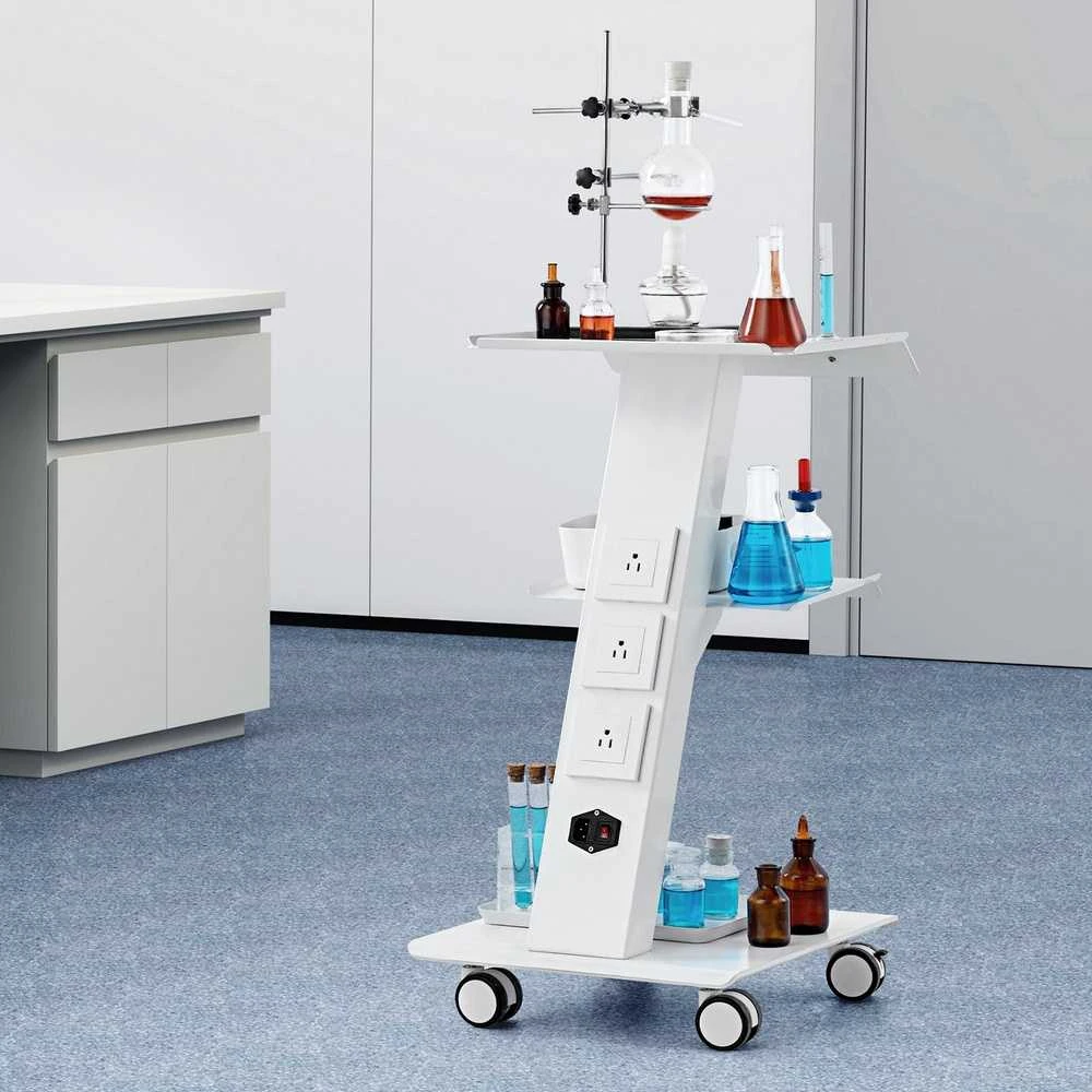 Odontologijos laboratorijos vežimėlio vežimėlis, mobilus riedėjimo vežimėlis, 3 sluoksniai su lizdu