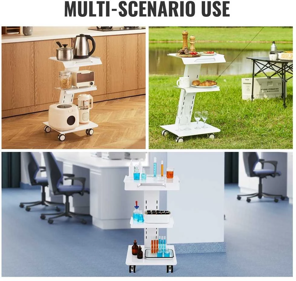 Odontologijos laboratorijos vežimėlio vežimėlis, mobilus riedėjimo vežimėlis, 3 sluoksniai su lizdu