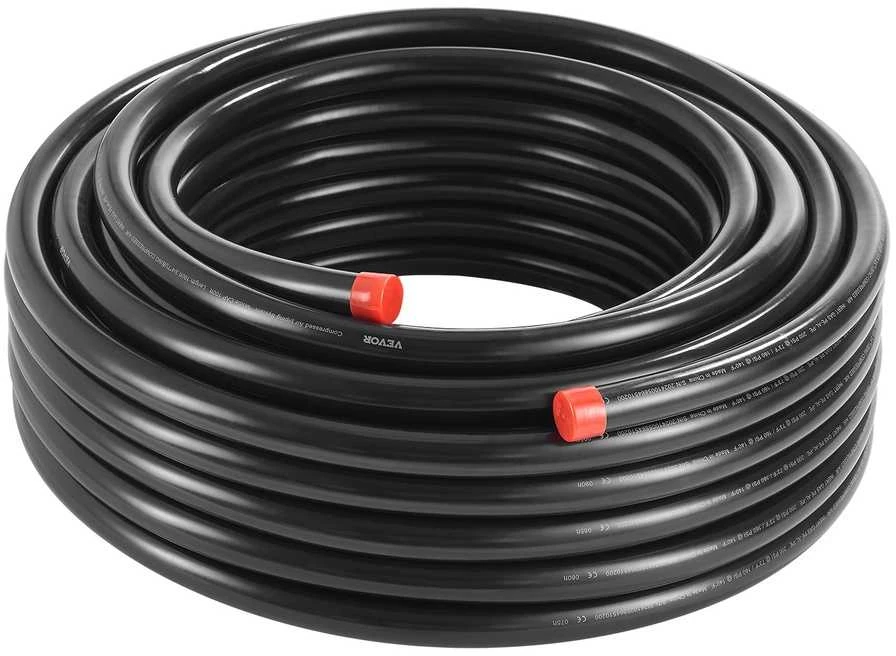 Oro kompresoriaus linijos rinkinys, 3/4 colio x 30.48 metrų, PU oro kompresoriaus linijos sistema, juoda oro kompresoriaus vamzdžių sistema