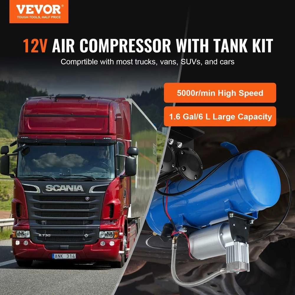 Oro kompresorius automobilyje, 6 l, 12 V
