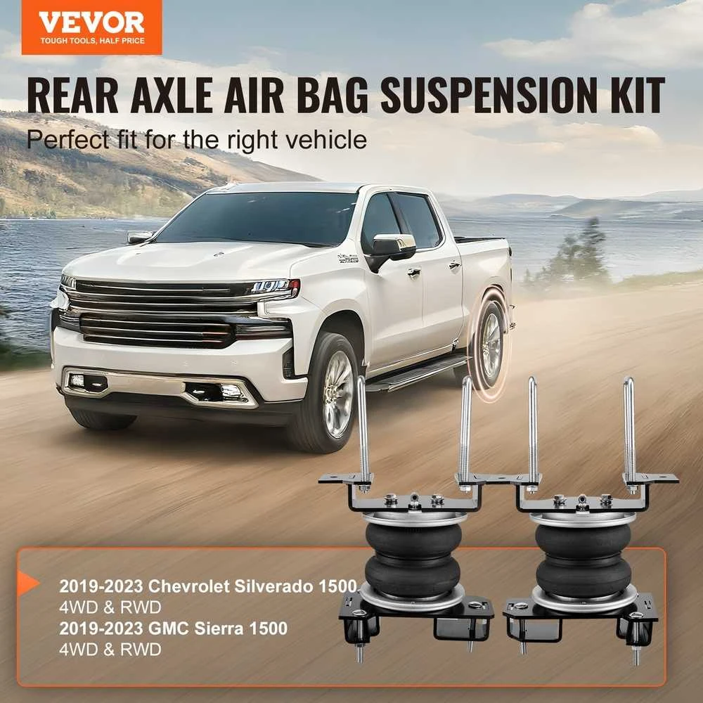 Oro pagalvių pakabos rinkinys, skirtas Chevrolet Silverado ir GMC Sierra 1500, didelės apkrovos oro pakaba, galinės ašies atramos rinkinys, 2019-2023 m. sunkvežimio pakaba