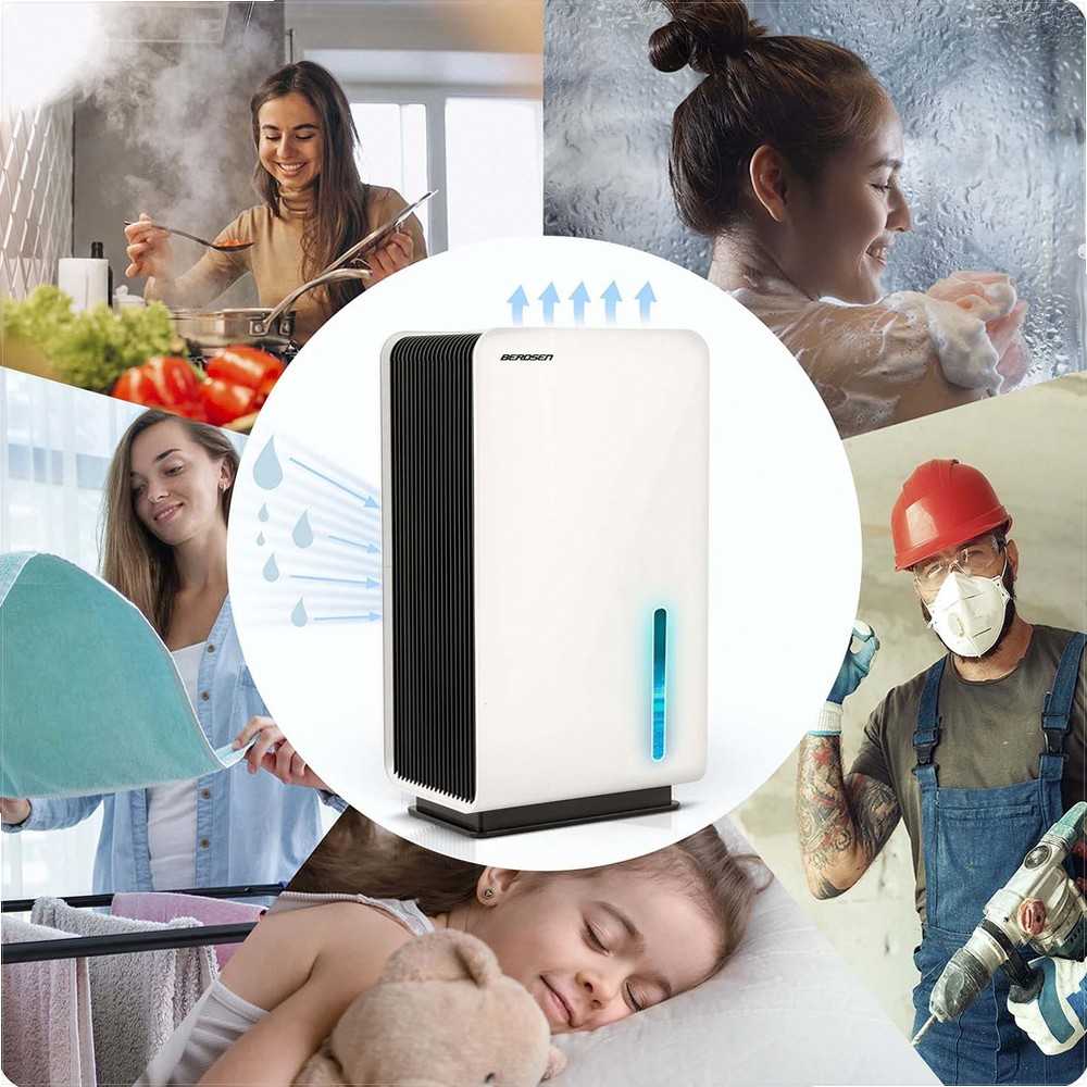 Berdsen Oro sausintuvas, namų naudojimui, efektyvus drėgmės sugėriklis, tylus veikimas, su HEPA filtru