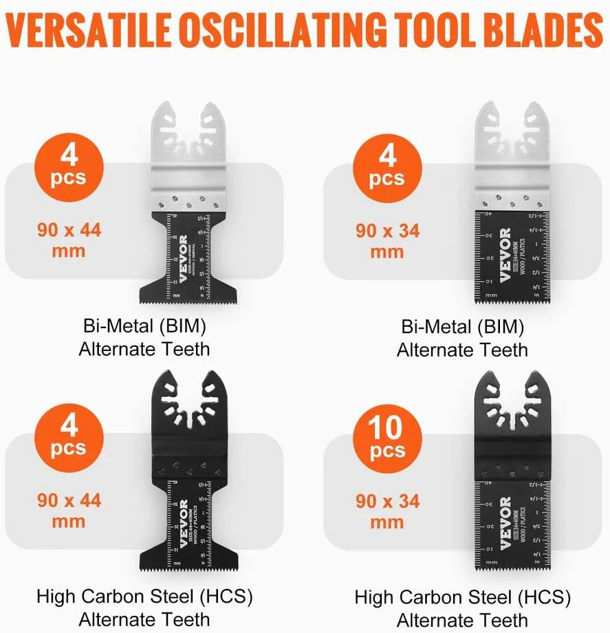 Osciliuojančio įrankio peiliukų rinkinys, 30 vnt., universalus, medienai, metalui, plastikui, greito tvirtinimo pjūkleliai, pjaustymo geležtės, osciliaciniai peiliai