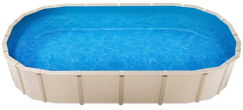 Ovalus baseino įdėklas 7.30x3.75 metrų, užlenkiamas, 132 cm sienelės aukštis, plyšimui atsparus vinilo baseino įdėklas