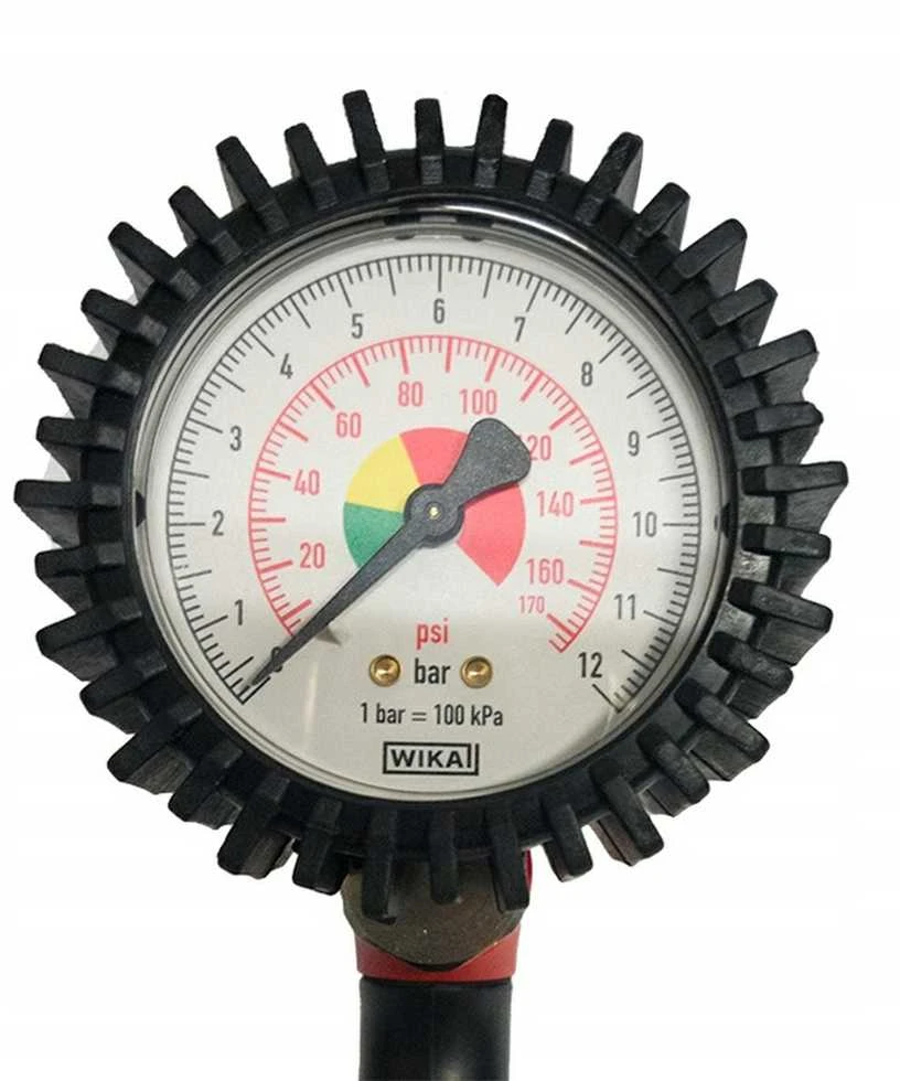 Padangų pripūtimo pistoletas su manometru, profesionalus oro siurblys, 63 mm disko skersmuo, 500 mm žarnos ilgis, 1/4" jungtis, dviračio padangų pompa