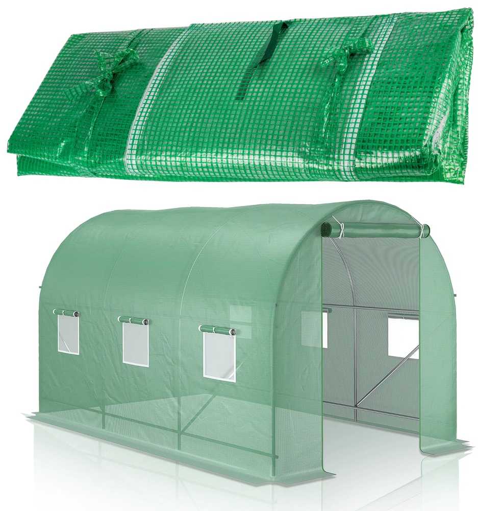 Pakaitinis dangtis sodo tuneliui, šiltnamio plėvelė, 7.5 kvadratiniai metrai, 2.5x3x2m, UV apsauga, žalia