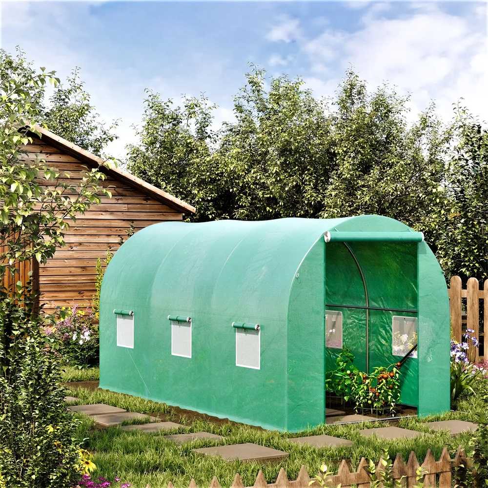 Pakaitinis dangtis sodo tuneliui, šiltnamio plėvelė, 7.5 kvadratiniai metrai, 2.5x3x2m, UV apsauga, žalia